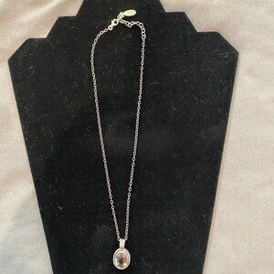EXEX Smoky Quartz Cushion Pendant Sterling Silver Chain Necklace